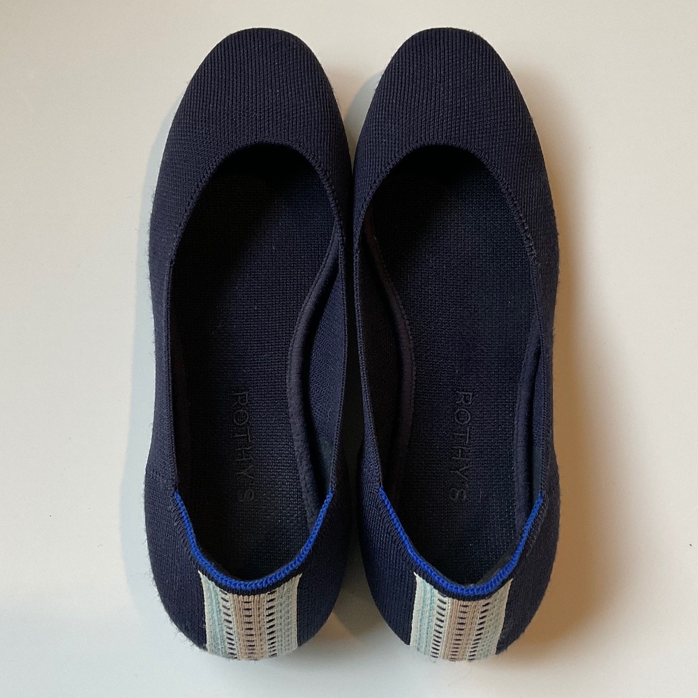 ROTHY’S Square Toe Navy Blue Flats Size 9.5 - Picture 3 of 8